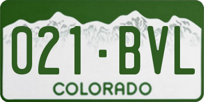 CO license plate 021BVL