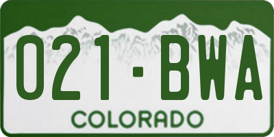 CO license plate 021BWA