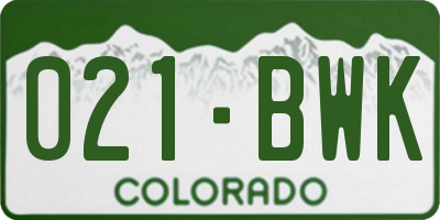 CO license plate 021BWK