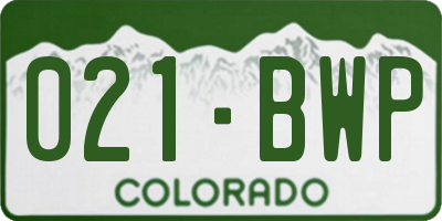 CO license plate 021BWP