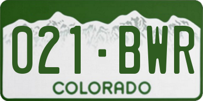 CO license plate 021BWR