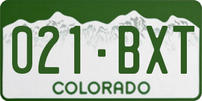 CO license plate 021BXT