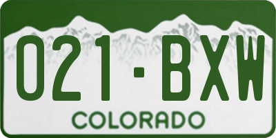 CO license plate 021BXW