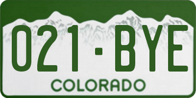 CO license plate 021BYE