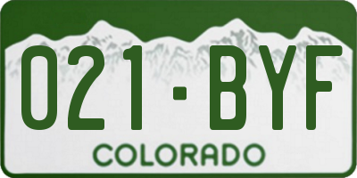 CO license plate 021BYF