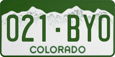 CO license plate 021BYO