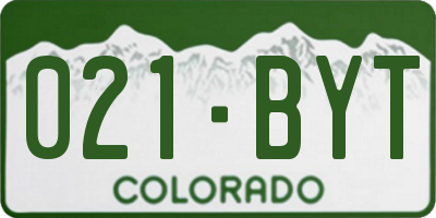 CO license plate 021BYT