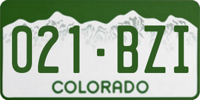 CO license plate 021BZI