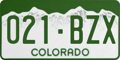CO license plate 021BZX