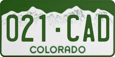CO license plate 021CAD