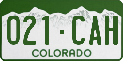 CO license plate 021CAH