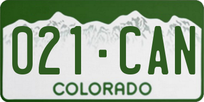 CO license plate 021CAN