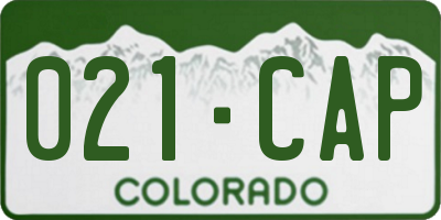 CO license plate 021CAP