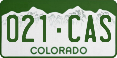 CO license plate 021CAS