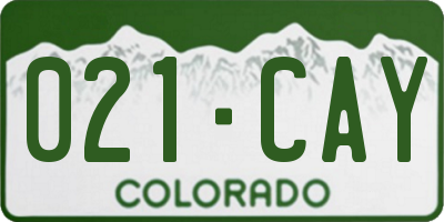 CO license plate 021CAY