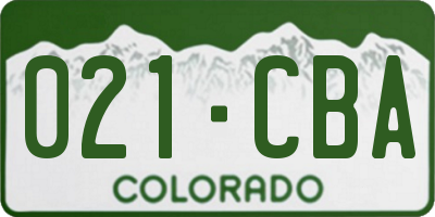 CO license plate 021CBA