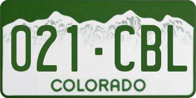 CO license plate 021CBL