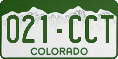 CO license plate 021CCT