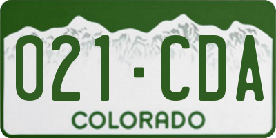 CO license plate 021CDA