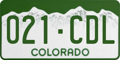 CO license plate 021CDL