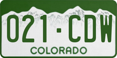CO license plate 021CDW