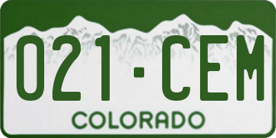 CO license plate 021CEM