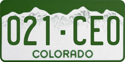 CO license plate 021CEO