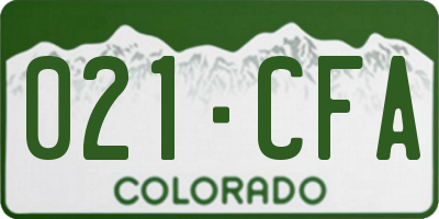 CO license plate 021CFA