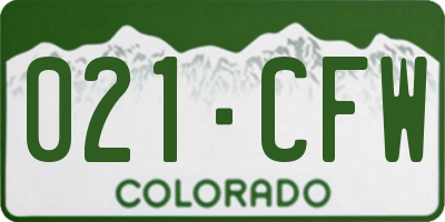 CO license plate 021CFW