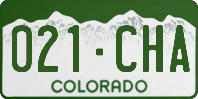 CO license plate 021CHA