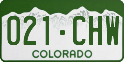 CO license plate 021CHW