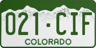 CO license plate 021CIF