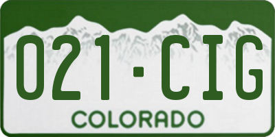 CO license plate 021CIG