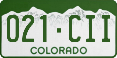 CO license plate 021CII