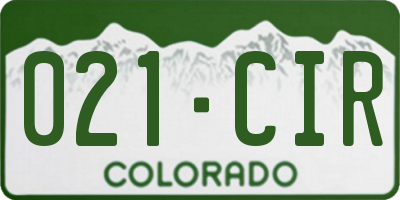 CO license plate 021CIR