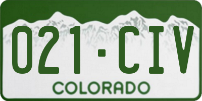 CO license plate 021CIV