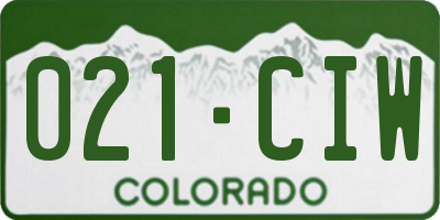 CO license plate 021CIW