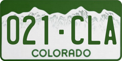 CO license plate 021CLA