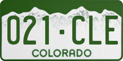 CO license plate 021CLE