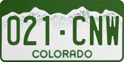 CO license plate 021CNW