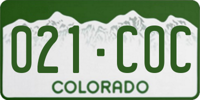 CO license plate 021COC