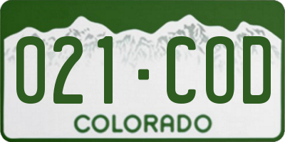 CO license plate 021COD