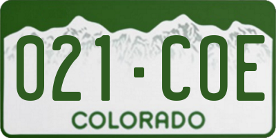 CO license plate 021COE