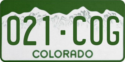 CO license plate 021COG