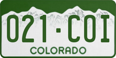 CO license plate 021COI