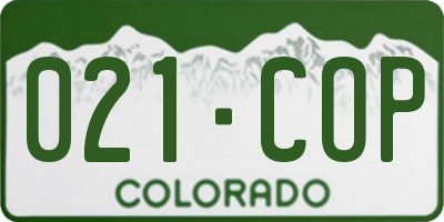 CO license plate 021COP