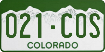 CO license plate 021COS