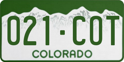 CO license plate 021COT