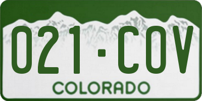 CO license plate 021COV