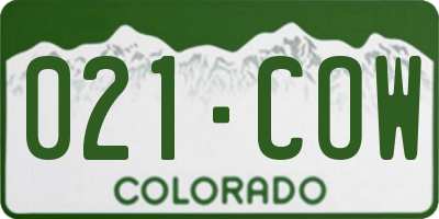 CO license plate 021COW